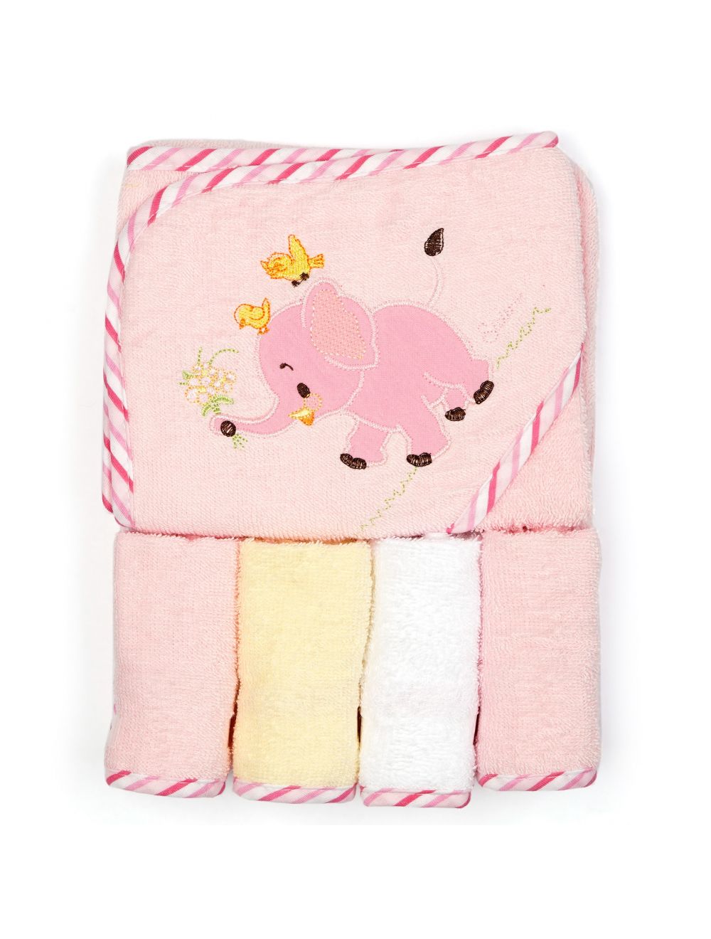 Little Sparks Baby Bath Towel With Washclothes Elephant Pink